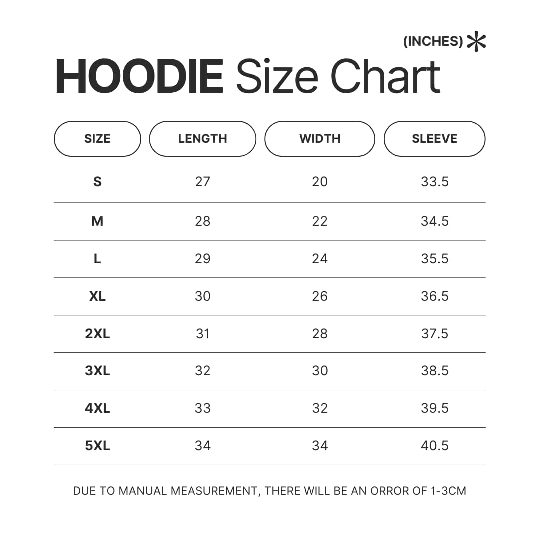 Hoodie Size Chart - Epic: The Musical Store