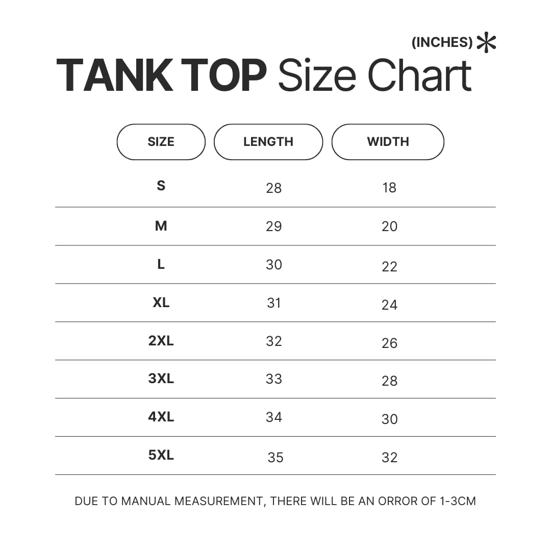 Tank Top Size Chart - Epic: The Musical Store